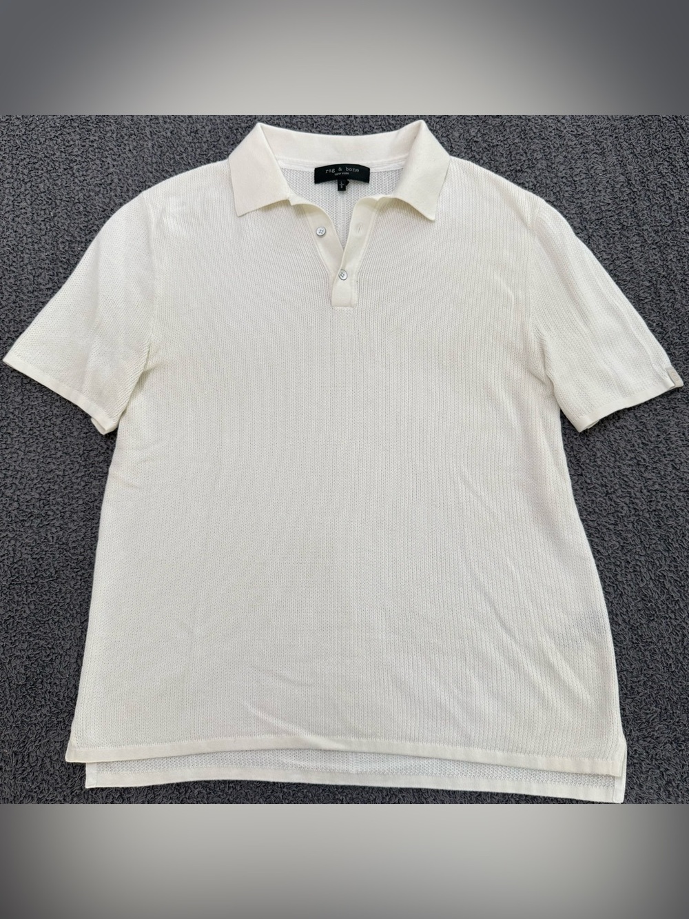 🔥 Rag & Bone Harvey Knit Polo Shirt White Ivory Mens Large